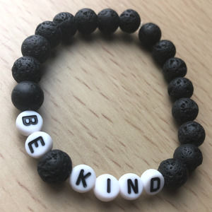 Stretch beaded bracelet handmade with the words Be Kind